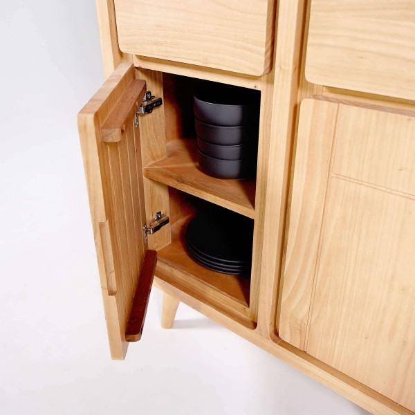 Hoge buffetkast in massief hout met 2 deuren 90cm – Pragati