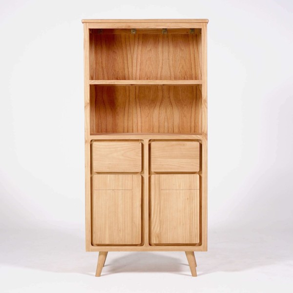 Hoge buffetkast in massief hout met 2 deuren 90cm – Pragati