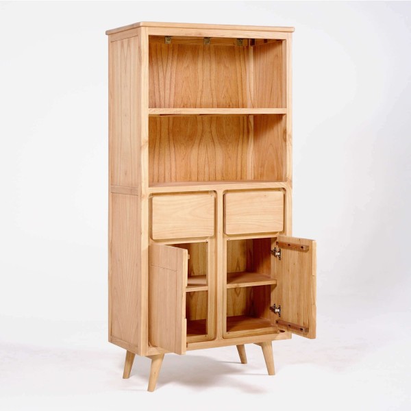 Hoge buffetkast in massief hout met 2 deuren 90cm – Pragati