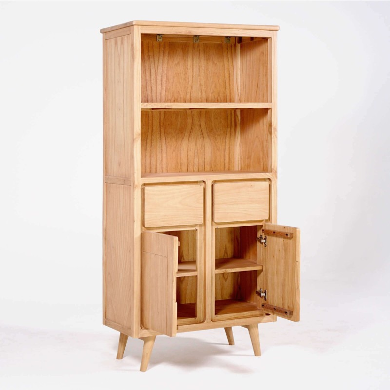 Hoge buffetkast in massief hout met 2 deuren 90cm – Pragati