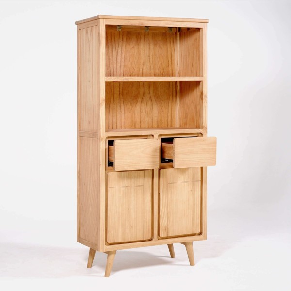 Hoge buffetkast in massief hout met 2 deuren 90cm – Pragati