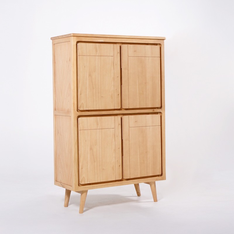 Hoog massief houten dressoir met 4 deuren - Pragati