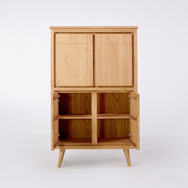 Hoog massief houten dressoir met 4 deuren - Pragati
