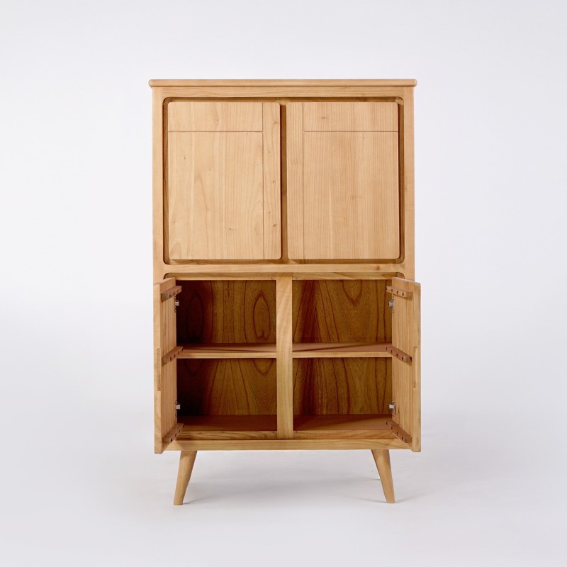 Hoog massief houten dressoir met 4 deuren - Pragati