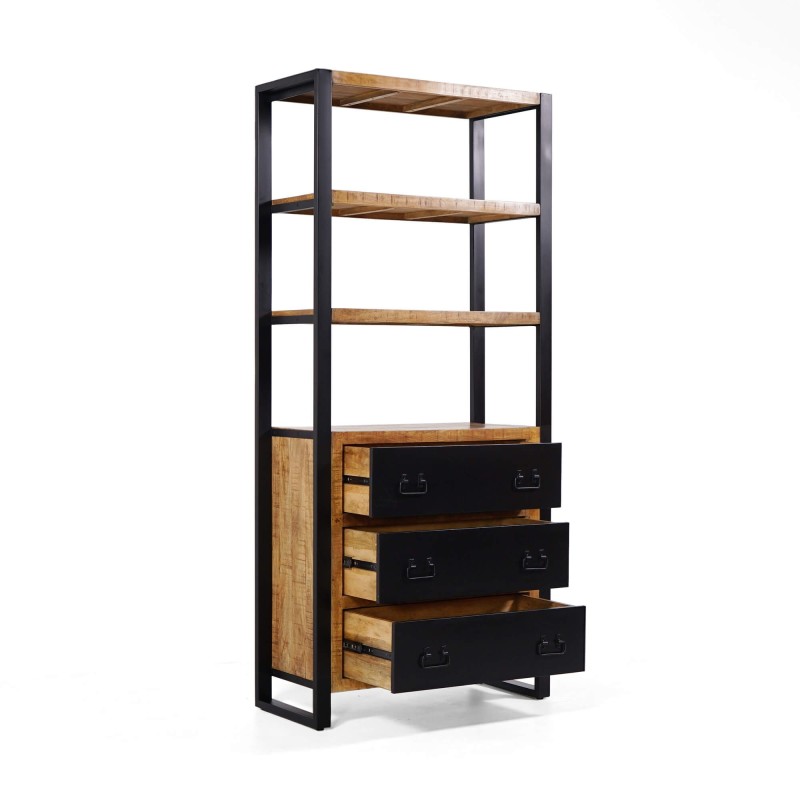 Rek in hout en metaal 90 cm – Kansas