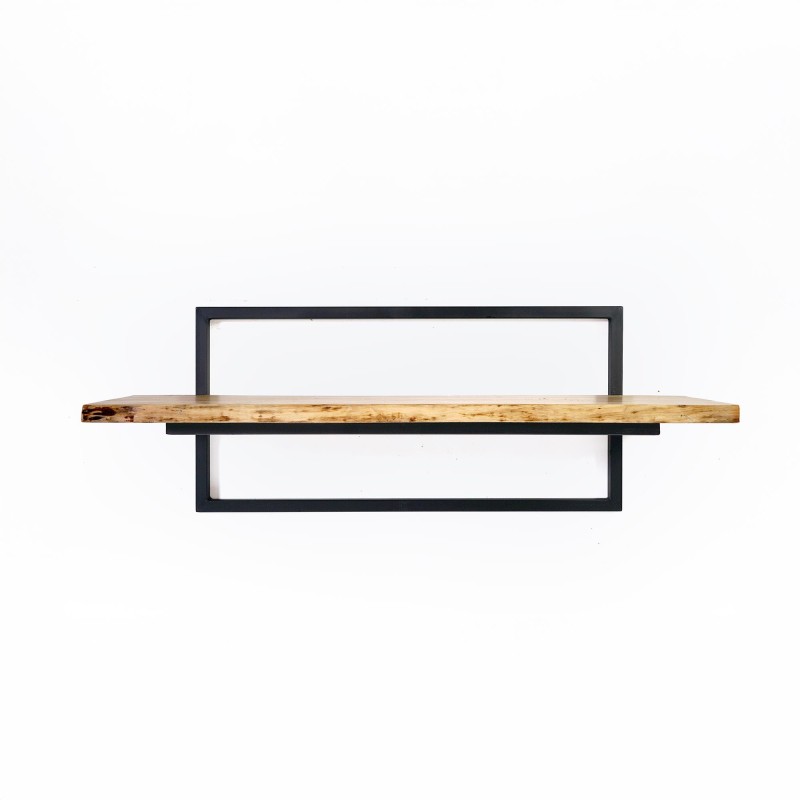 Wandplank 90 cm met massief houten blad en natuurlijke rand