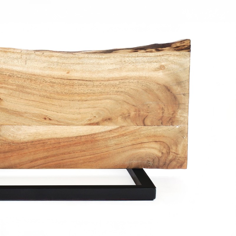 Wandplank 90 cm met massief houten blad en natuurlijke rand