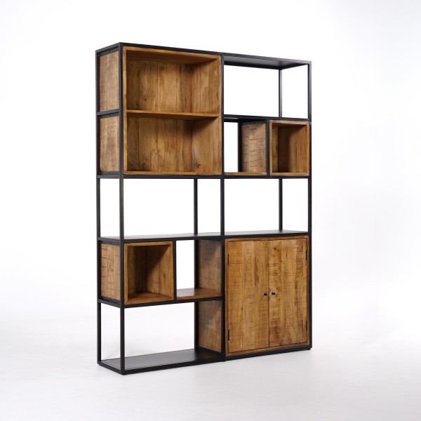 Boekenkast in metaal en natuurlijk hout 140 cm – Diane