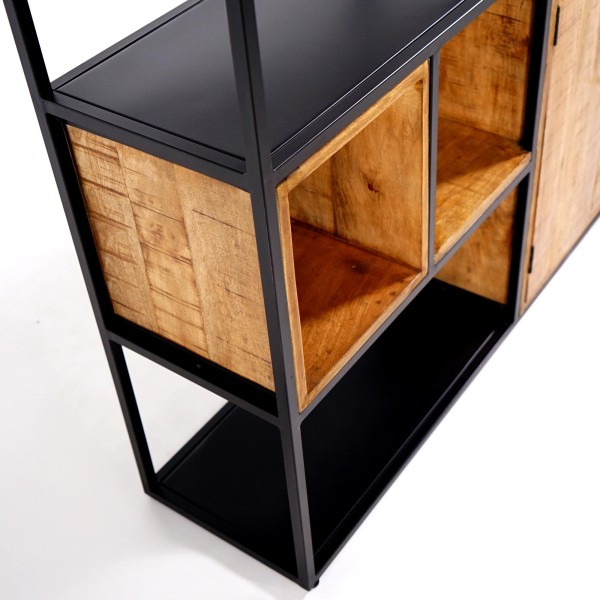Boekenkast in metaal en natuurlijk hout 140 cm – Diane