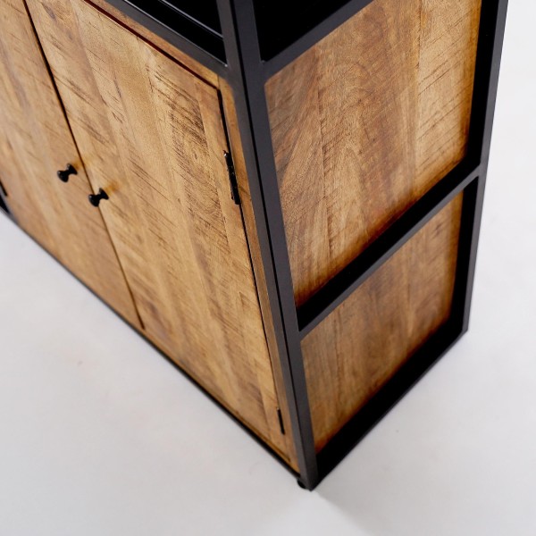 Boekenkast in metaal en natuurlijk hout 140 cm – Diane