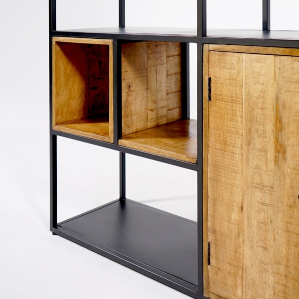 Boekenkast in metaal en natuurlijk hout 140 cm – Diane