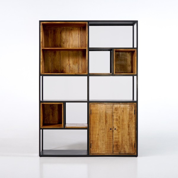 Boekenkast in metaal en natuurlijk hout 140 cm – Diane