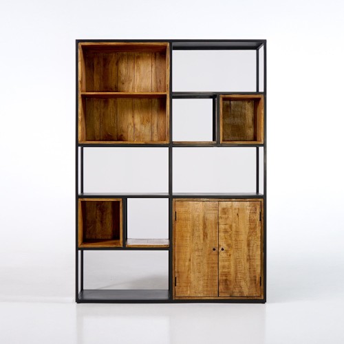 Boekenkast in metaal en natuurlijk hout 140 cm – Diane