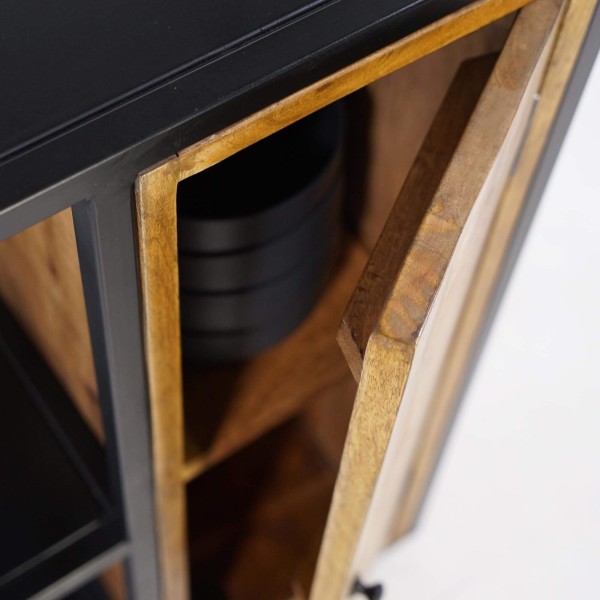 Boekenkast / wandrek in metaal en natuurlijk hout 50 cm – Diane