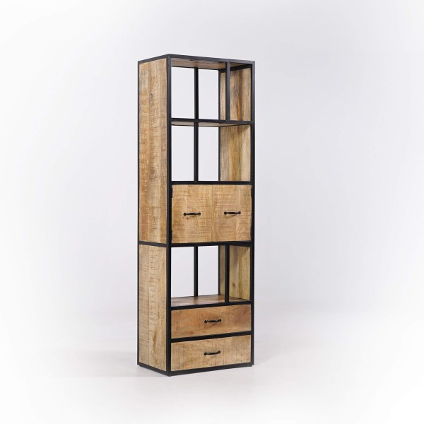 Industriële boekenkast van massief hout 60 x 185 cm – Walter