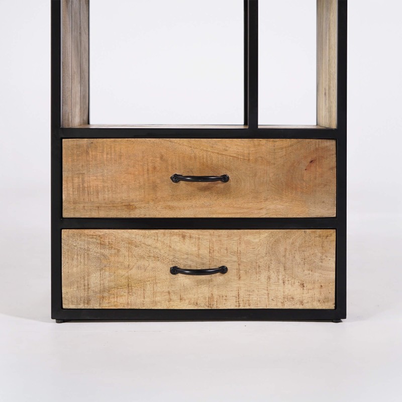 Industriële boekenkast van massief hout 60 x 185 cm – Walter