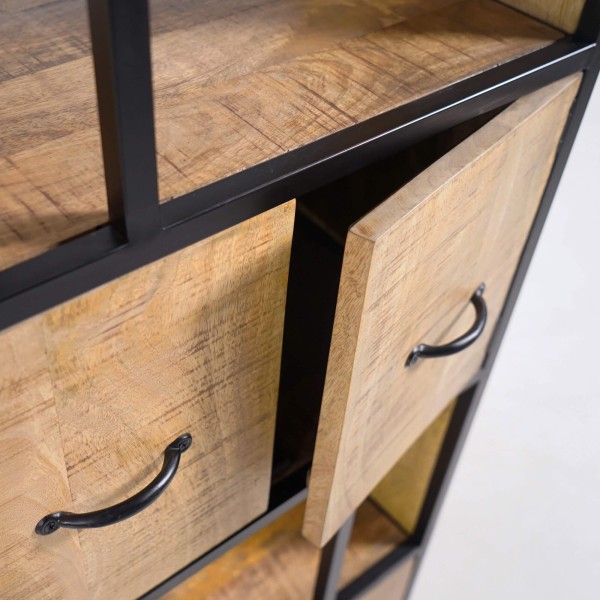Industriële boekenkast van massief hout 60 x 185 cm – Walter