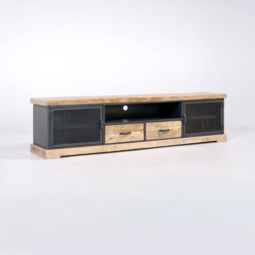 TV-meubel van massief hout en metaal 200 cm - Cambridge