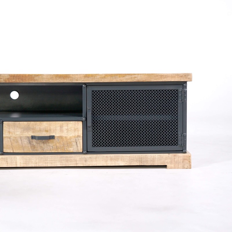 TV-meubel van massief hout en metaal 200 cm - Cambridge