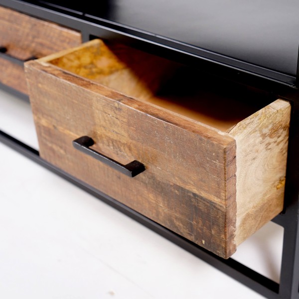 Industrieel TV-meubel van gerecycleerd hout - Recycled