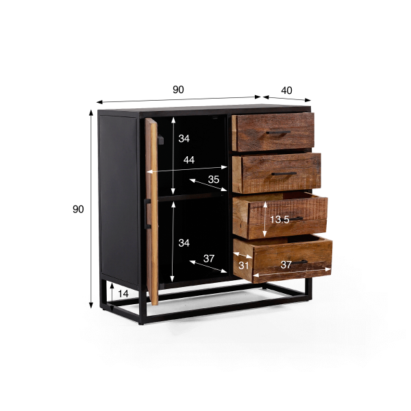 Industrieel dressoir van gerecycleerd hout - Recycled