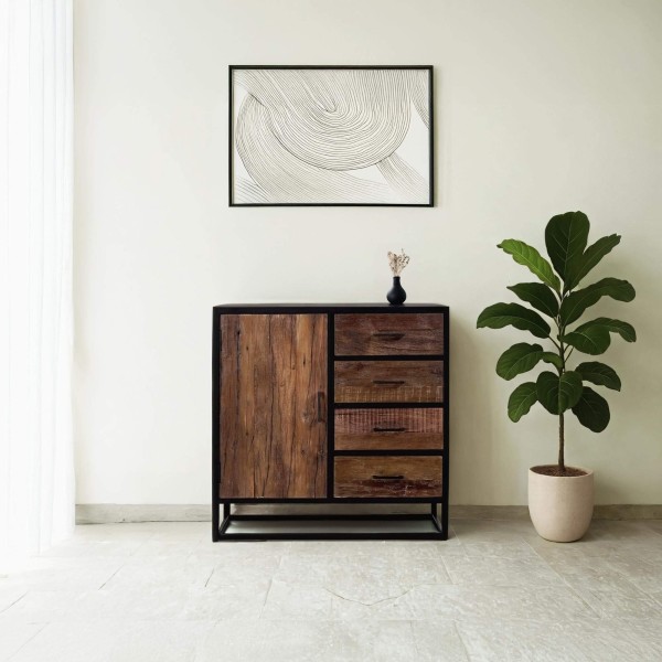 Industrieel dressoir van gerecycleerd hout - Recycled