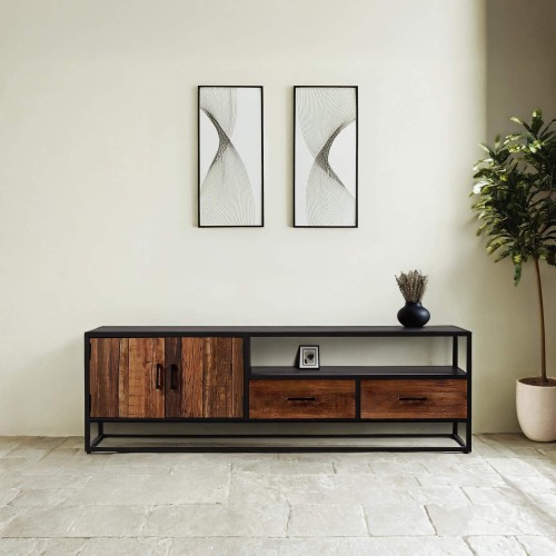 Tv-meubel 160 cm in gerecycleerd hout – Recycled