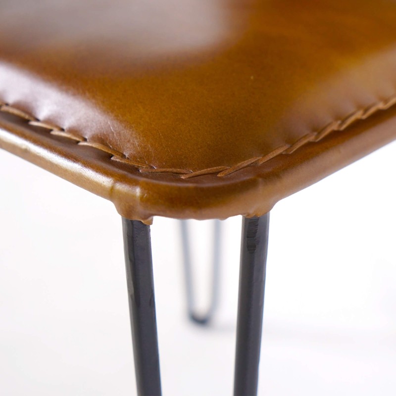 Metalen en vintage lederen stoel - Smart