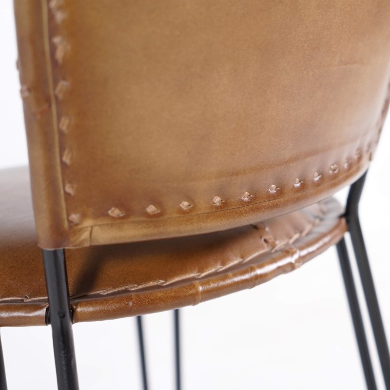 Metalen en vintage lederen stoel - Smart