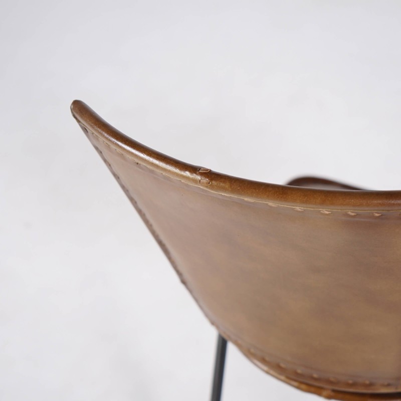 Metalen en vintage lederen stoel - Smart