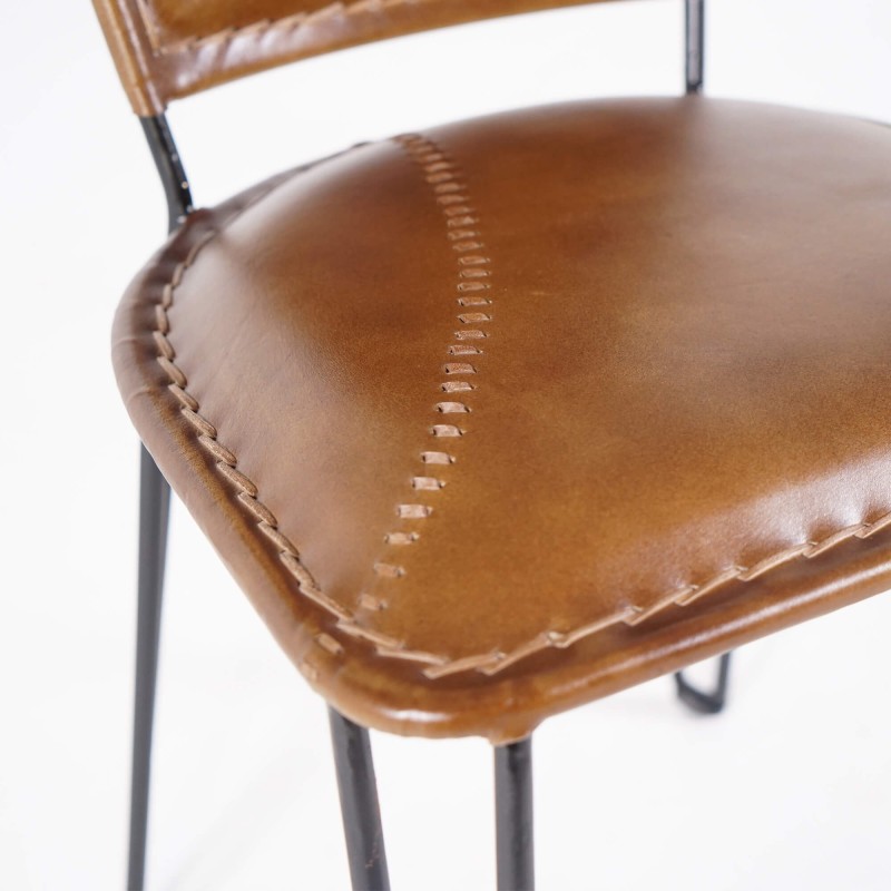 Metalen en vintage lederen stoel - Smart