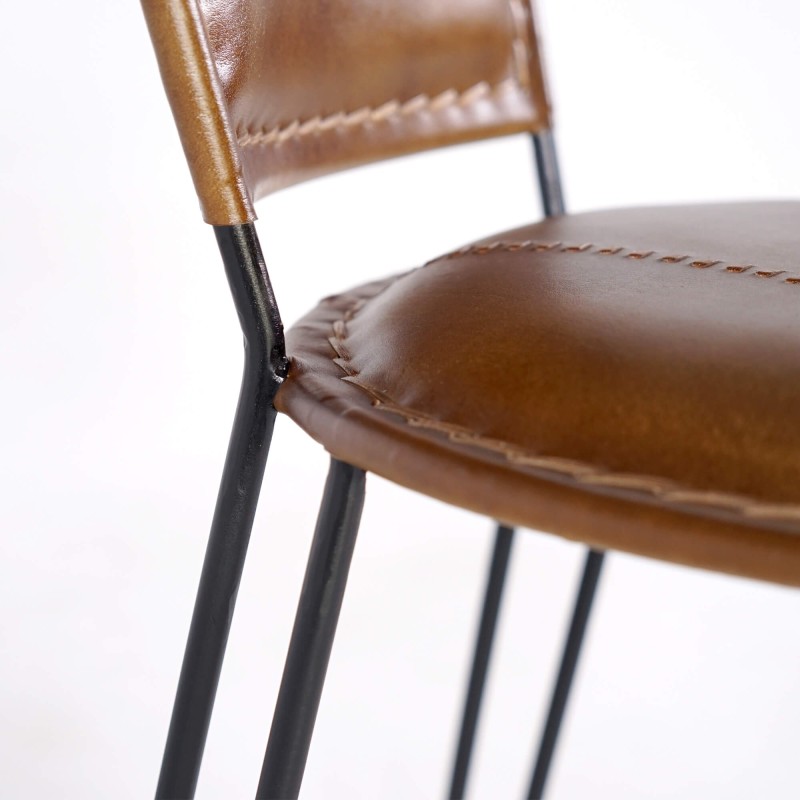 Metalen en vintage lederen stoel - Smart