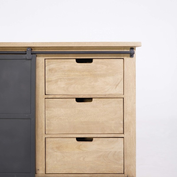 Industrieel dressoir in massief hout en metaal 200 cm – Detroit