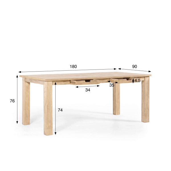 Eettafel van massief hout in industriële stijl – Detroit