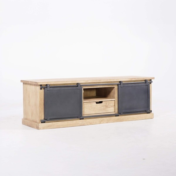 Tv-meubel massief hout en metaal in industriële stijl 150 cm – Detroit