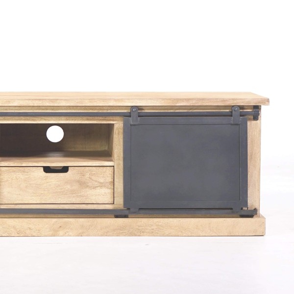 Tv-meubel massief hout en metaal in industriële stijl 150 cm – Detroit