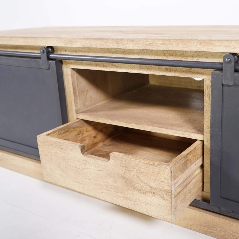 Tv-meubel massief hout en metaal in industriële stijl 150 cm – Detroit
