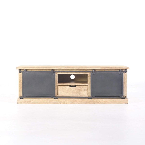 Tv-meubel massief hout en metaal in industriële stijl 150 cm – Detroit