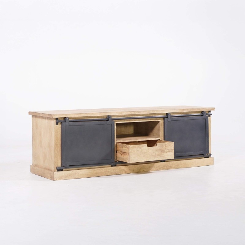 Tv-meubel massief hout en metaal in industriële stijl 150 cm – Detroit