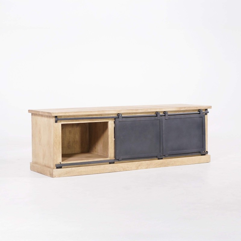 Tv-meubel massief hout en metaal in industriële stijl 150 cm – Detroit