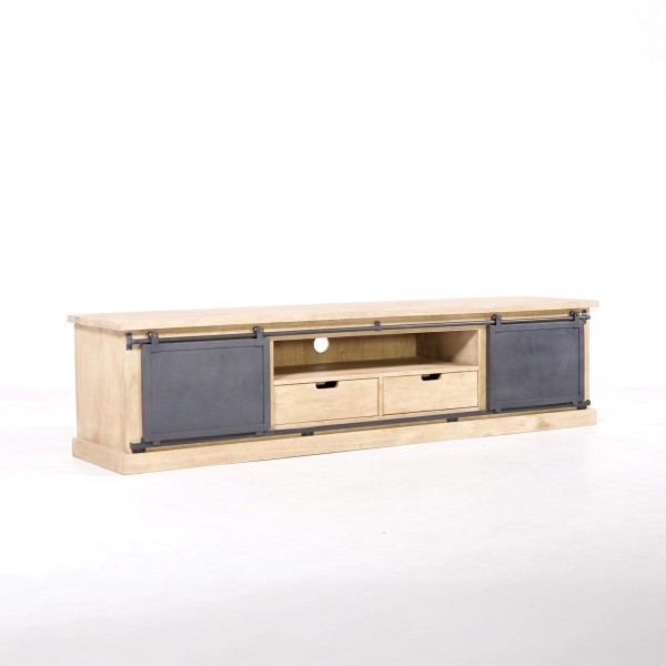 Meuble tv bois massif et metal style industriel​ 200 cm - Detroit