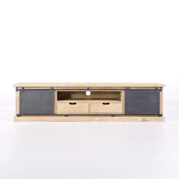 Meuble tv bois massif et metal style industriel​ 200 cm - Detroit