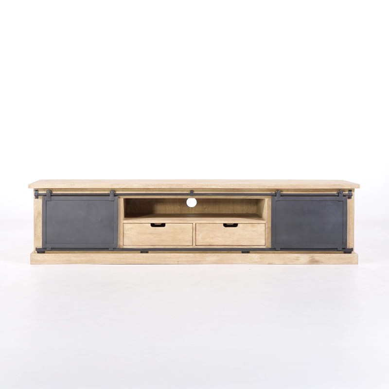 Meuble tv bois massif et metal style industriel​ 200 cm - Detroit