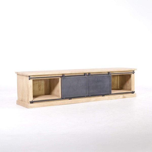 Meuble tv bois massif et metal style industriel​ 200 cm - Detroit