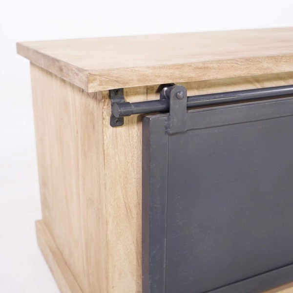 Tv-meubel in massief hout en metaal in industriële stijl – 100 cm – Detroit