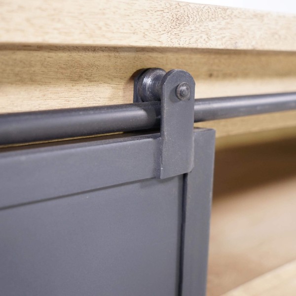Tv-meubel in massief hout en metaal in industriële stijl – 100 cm – Detroit
