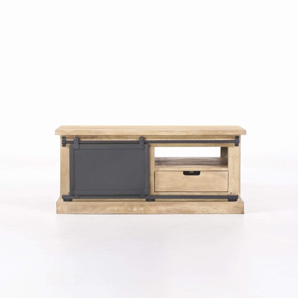 Tv-meubel in massief hout en metaal in industriële stijl – 100 cm – Detroit