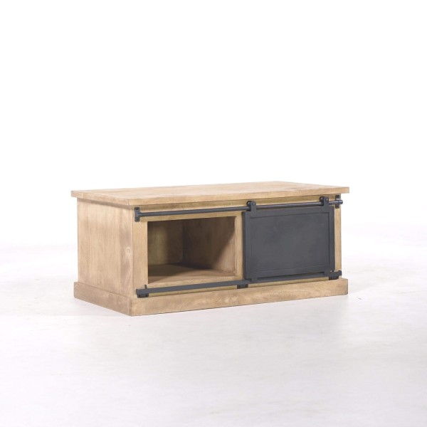 Tv-meubel in massief hout en metaal in industriële stijl – 100 cm – Detroit