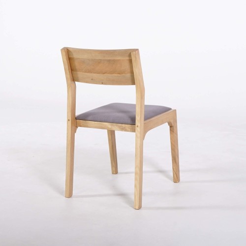 Stoel van naturel hout en grijze stof - Elegance