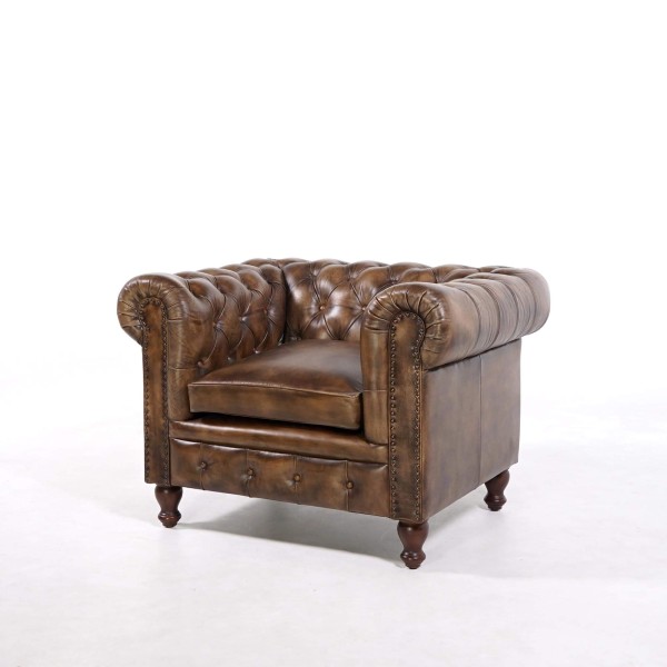 Chesterfield fauteuil in echt leder – Edward